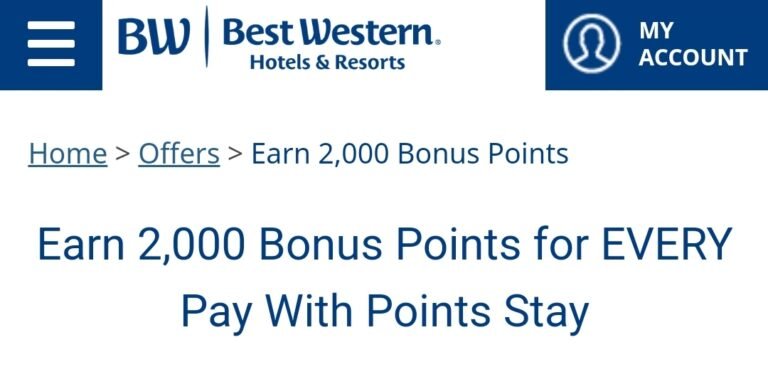 Best Western: Get 2’000 points back when redeeming points